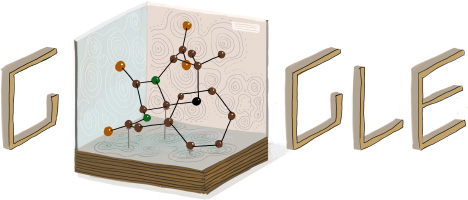 The Google Doodle celebrating the birth of Dorothy Hodgkin, posted May 12, 2014.